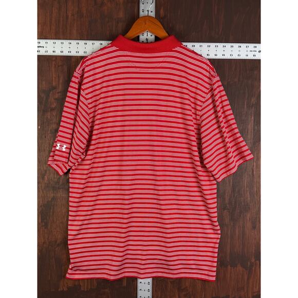 Texas Tech Red Raiders NCAA Under Armour Activewear Striped Polo Shirt Red Large - Picture 10 of 10